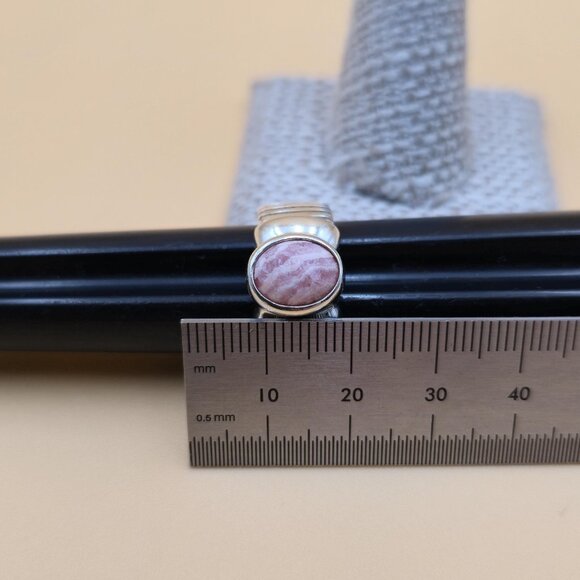 Size 7 Sterling Silver Rhodochrosite Stone ESPO Band Ring A5340 - Picture 7 of 8